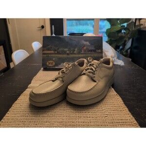 SAS 'Bout Time Leather Walking Shoes Moc Toe  Bone 1520-002 USA Mens Sz 11M NWB